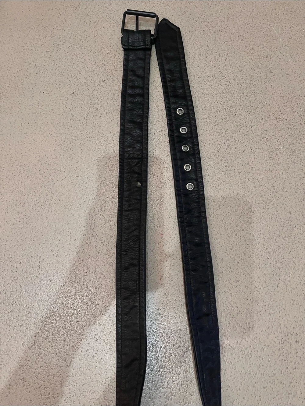 Classic Black Leather Belt with Silver Buckle